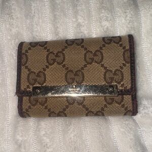 Gucci Tan and Brown Monogram Wallet